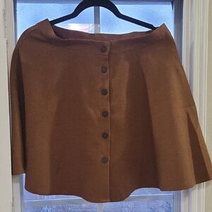 Chic Button-Up A-Line Skirt in Brown